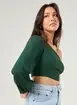 Cropped Verde Ombro Único Manga Longa