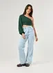 Cropped Verde Ombro Único Manga Longa