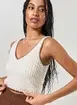 Cropped Tricô Ponto Aberto Off-White