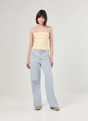 Calça Sarja Wide Leg Listrada