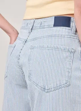 Calça Sarja Wide Leg Listrada