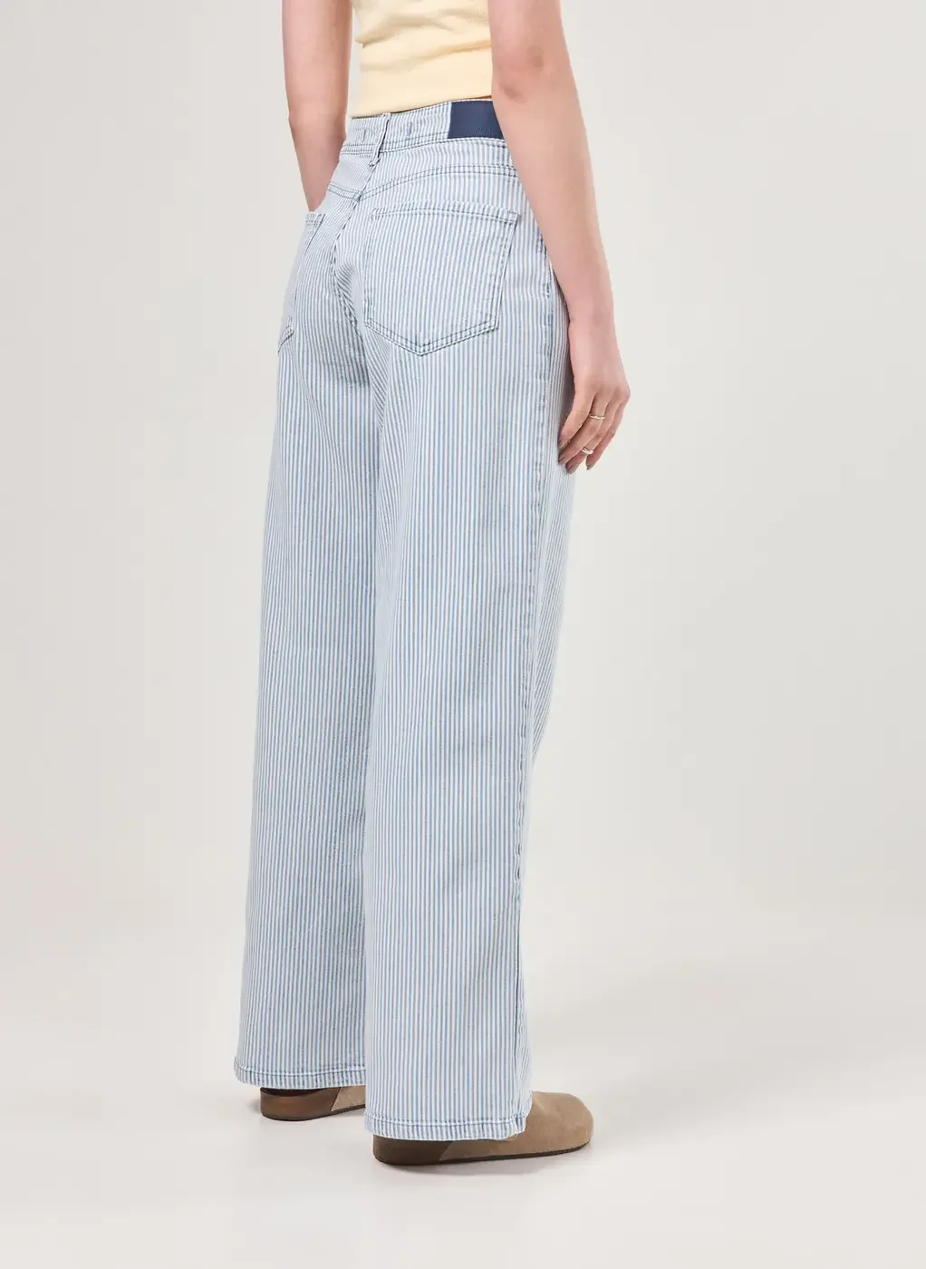 Calça Sarja Wide Leg Listrada