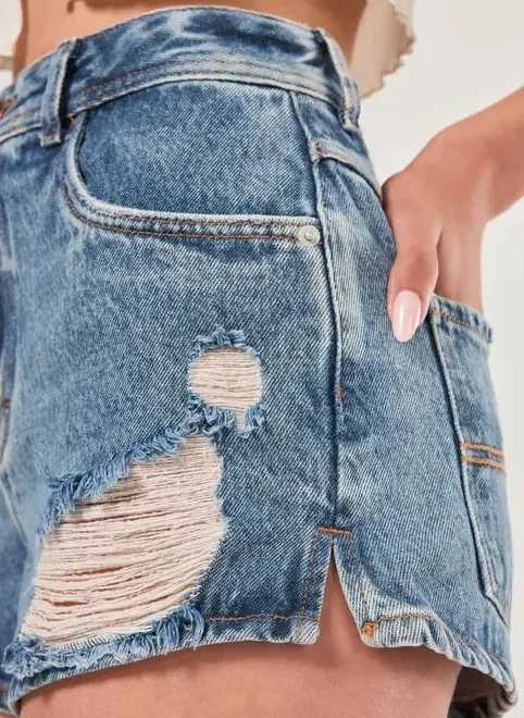 Short Jeans Desfiado Cintura Alta