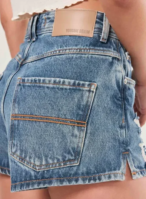 Short Jeans Desfiado Cintura Alta
