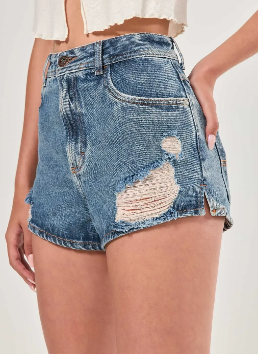 Short Jeans Desfiado Cintura Alta