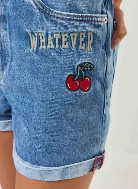 Short Jeans Cintura Alta Patchs