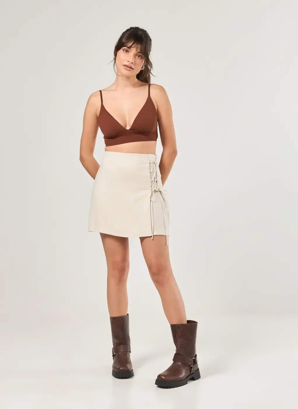 Saia De Linho Com Amarração Lateral