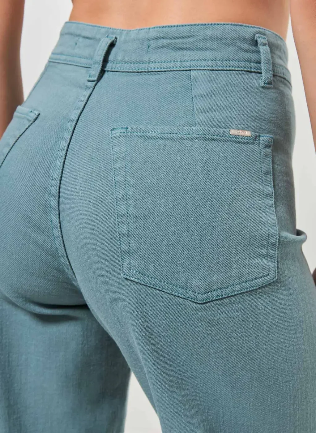 Calça Sarja Wide Leg Com Elastano