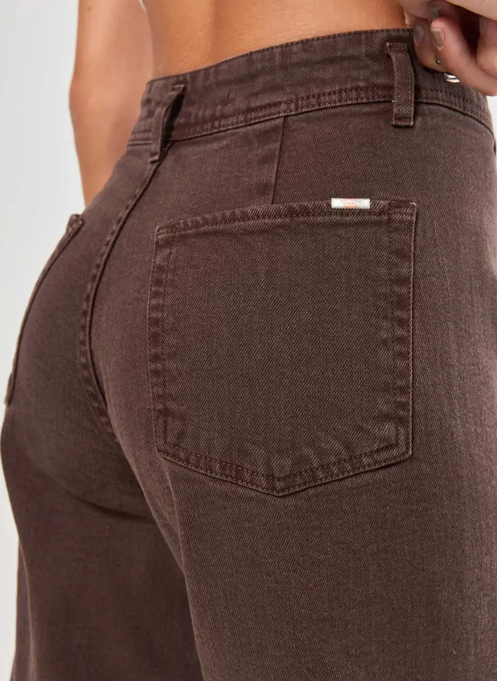 Calça Sarja Wide Leg Com Elastano