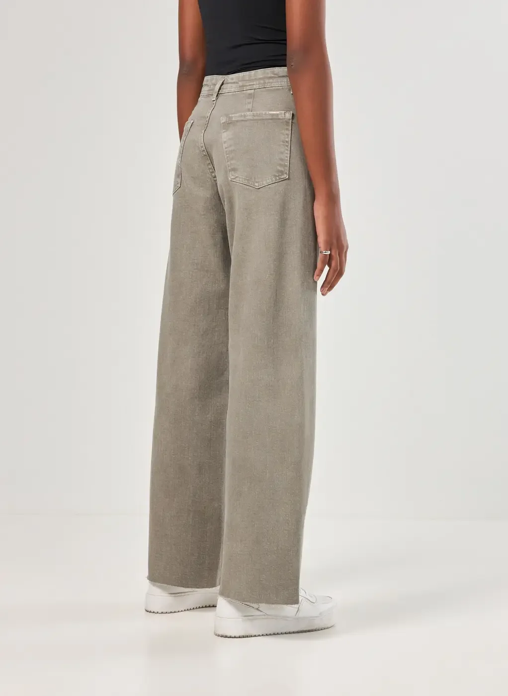 Calça Sarja Wide Leg Com Elastano