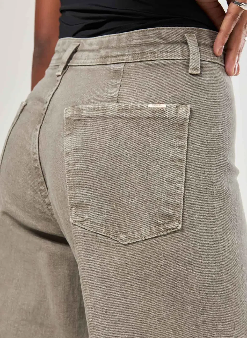 Calça Sarja Wide Leg Com Elastano