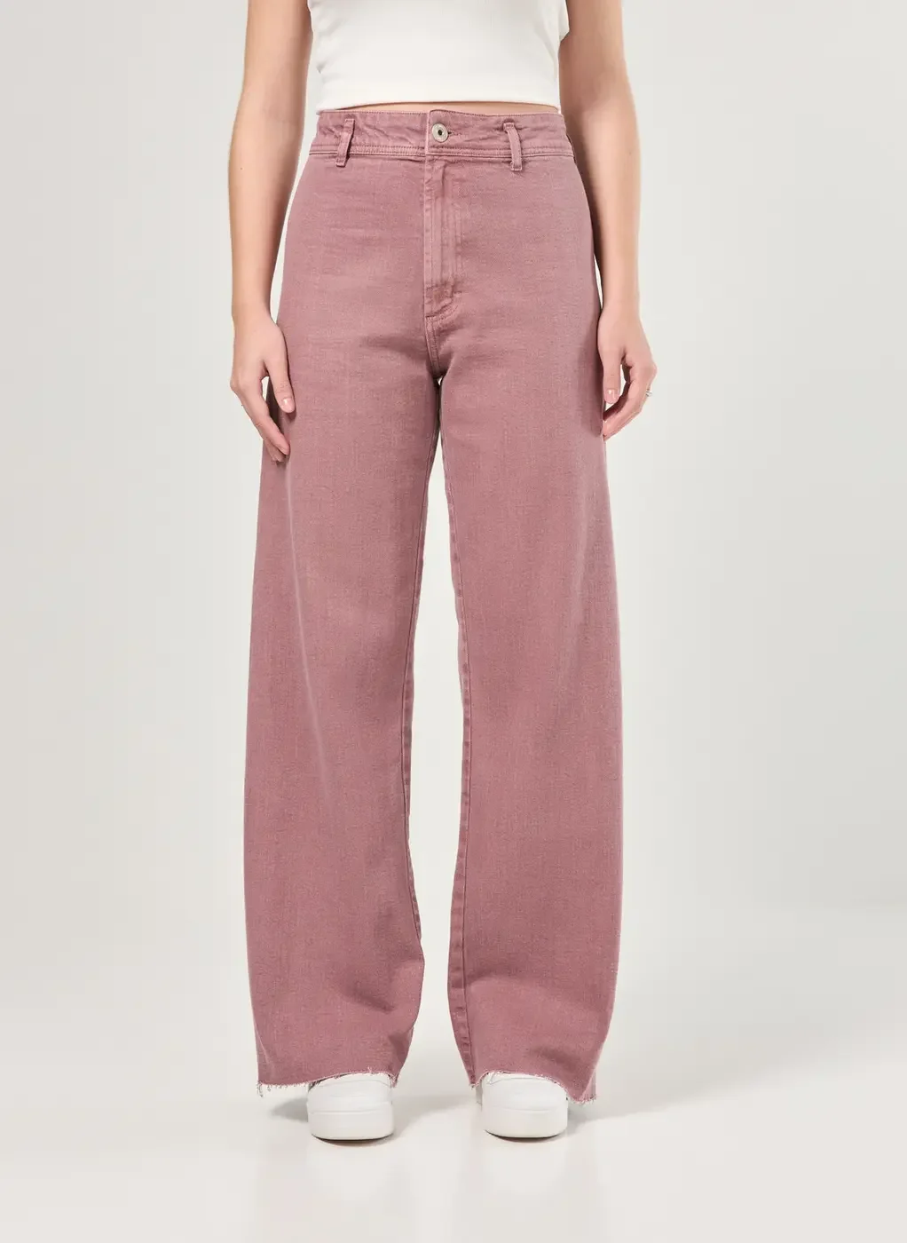 Calça Sarja Wide Leg Com Elastano