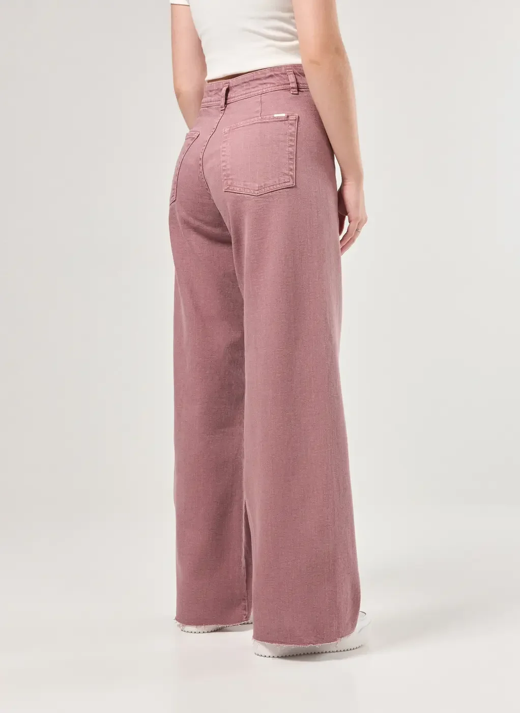 Calça Sarja Wide Leg Com Elastano
