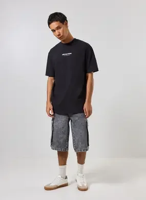 Jorts Jeans Cargo Cinza