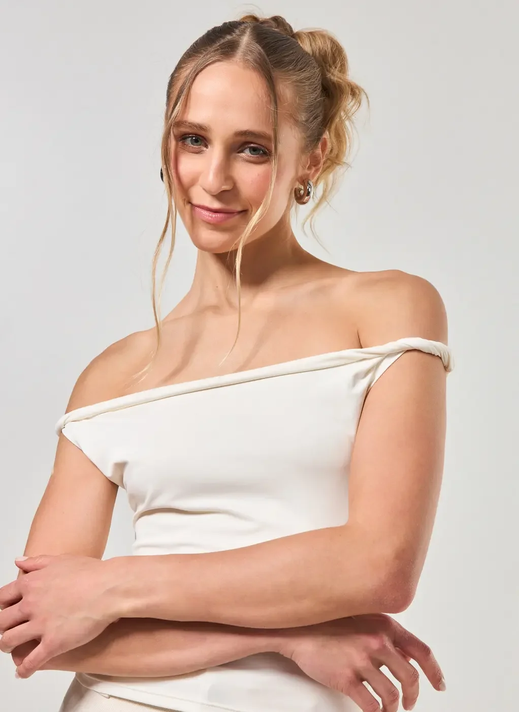 Blusa Poliamida Branca Alça Torcida