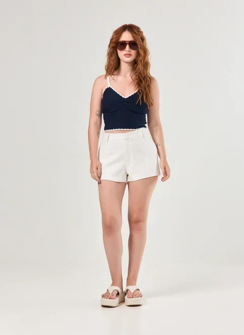 Cropped Tricô Contraste