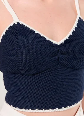 Cropped Tricô Contraste