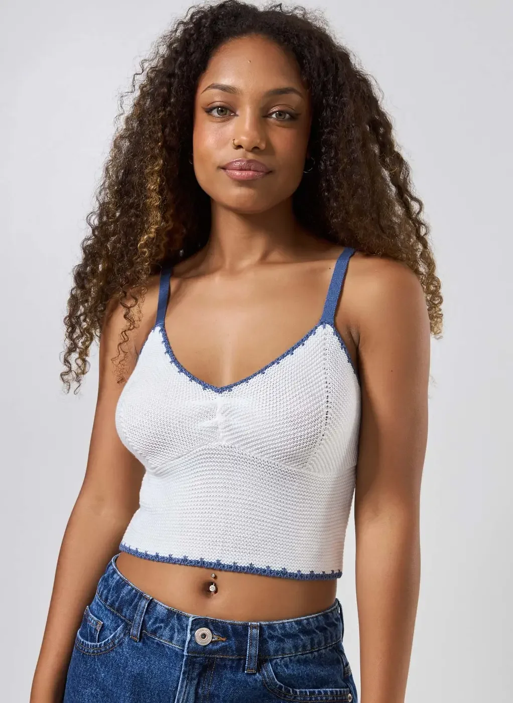 Cropped Tricô Contraste