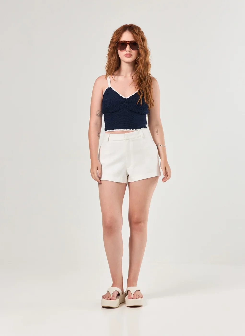 Cropped Tricô Contraste