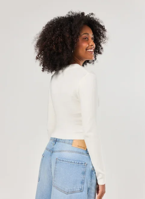 Blusa Cropped Tricô Liso