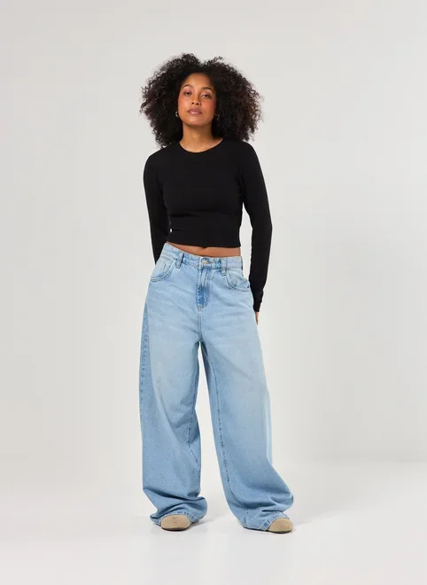 Blusa Cropped Tricô Liso