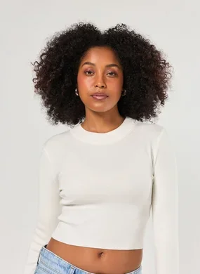 Blusa Cropped Tricô Liso