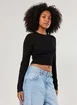 Blusa Cropped Tricô Liso