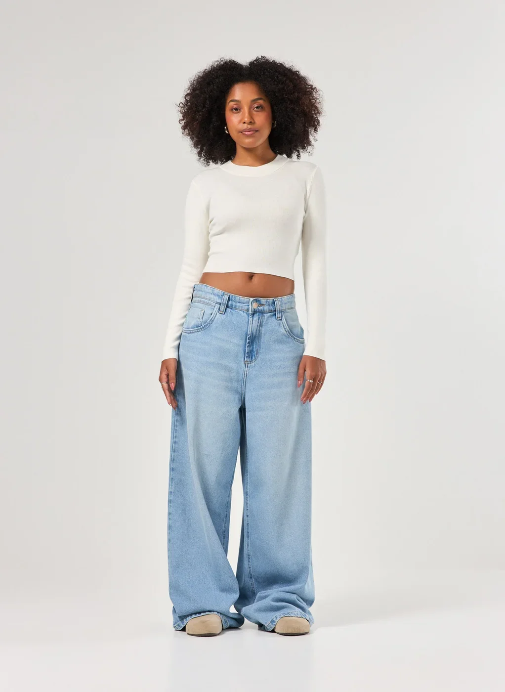 Blusa Cropped Tricô Liso