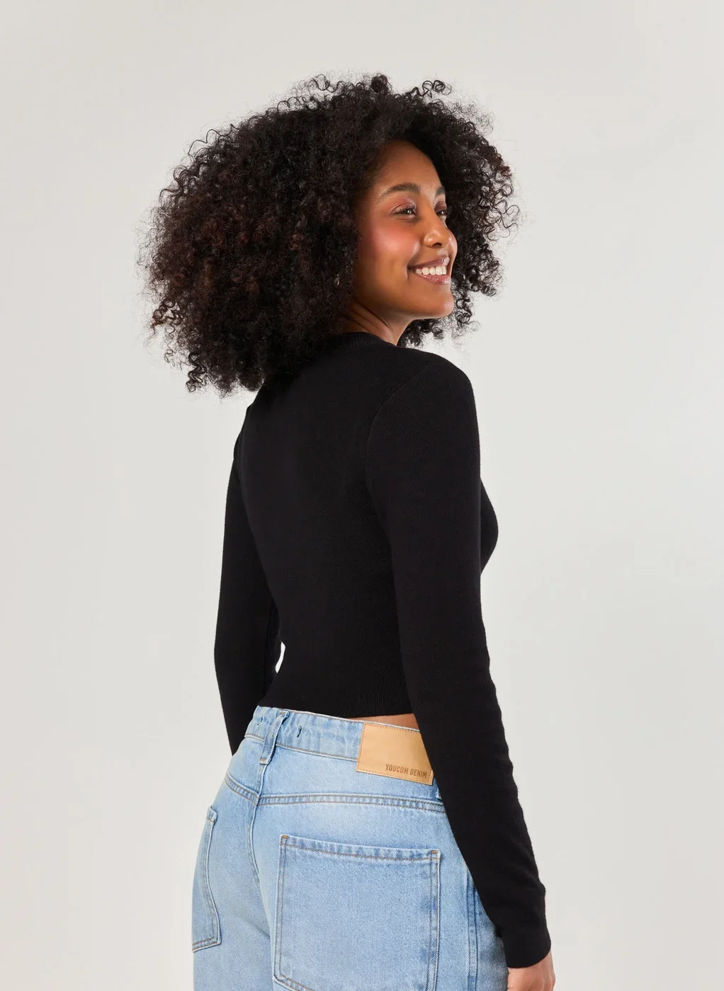 Blusa Cropped Tricô Liso