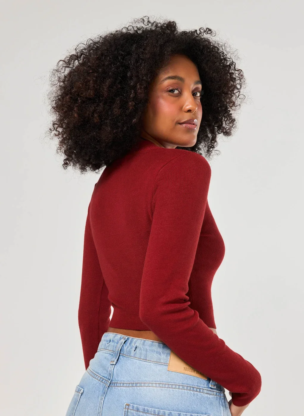 Blusa Cropped Tricô Liso