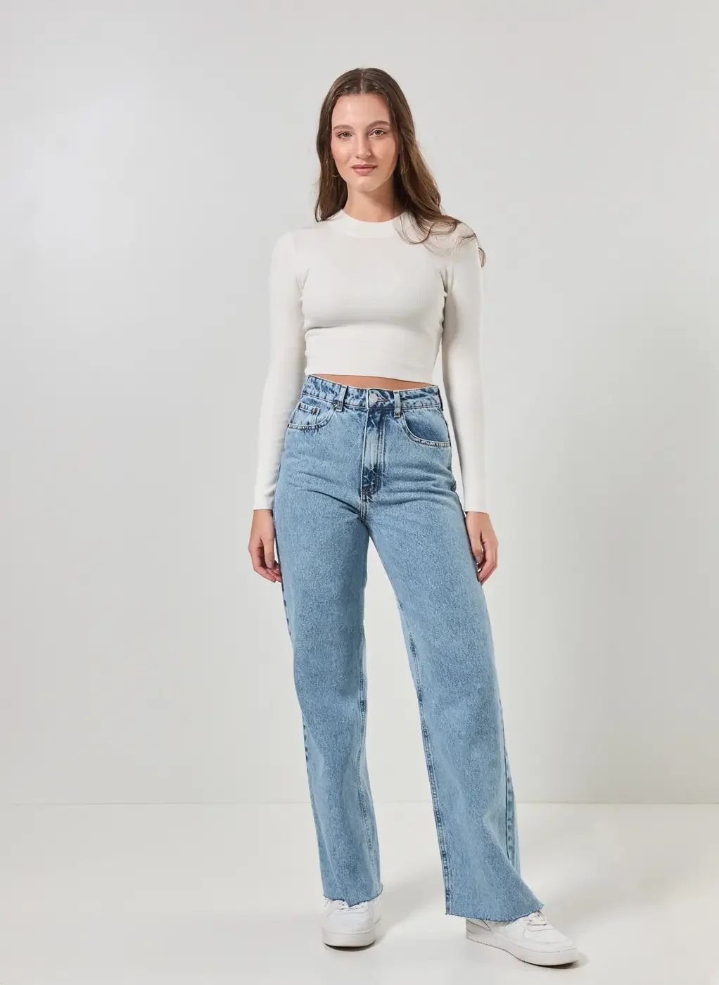 Blusa Cropped Tricô Liso