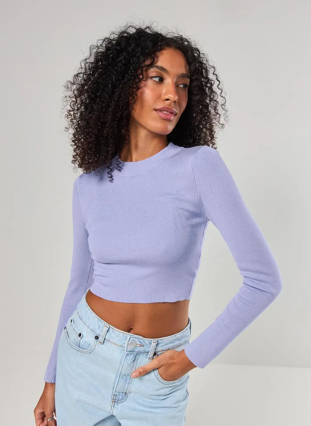 Blusa Cropped Tricô Liso