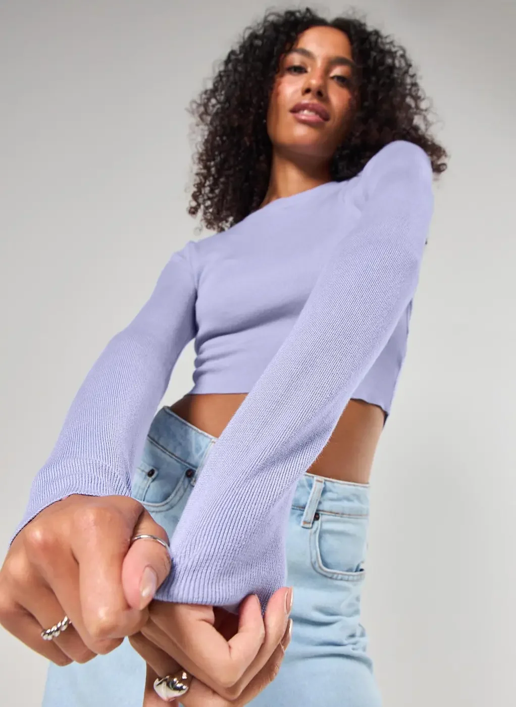 Blusa Cropped Tricô Liso