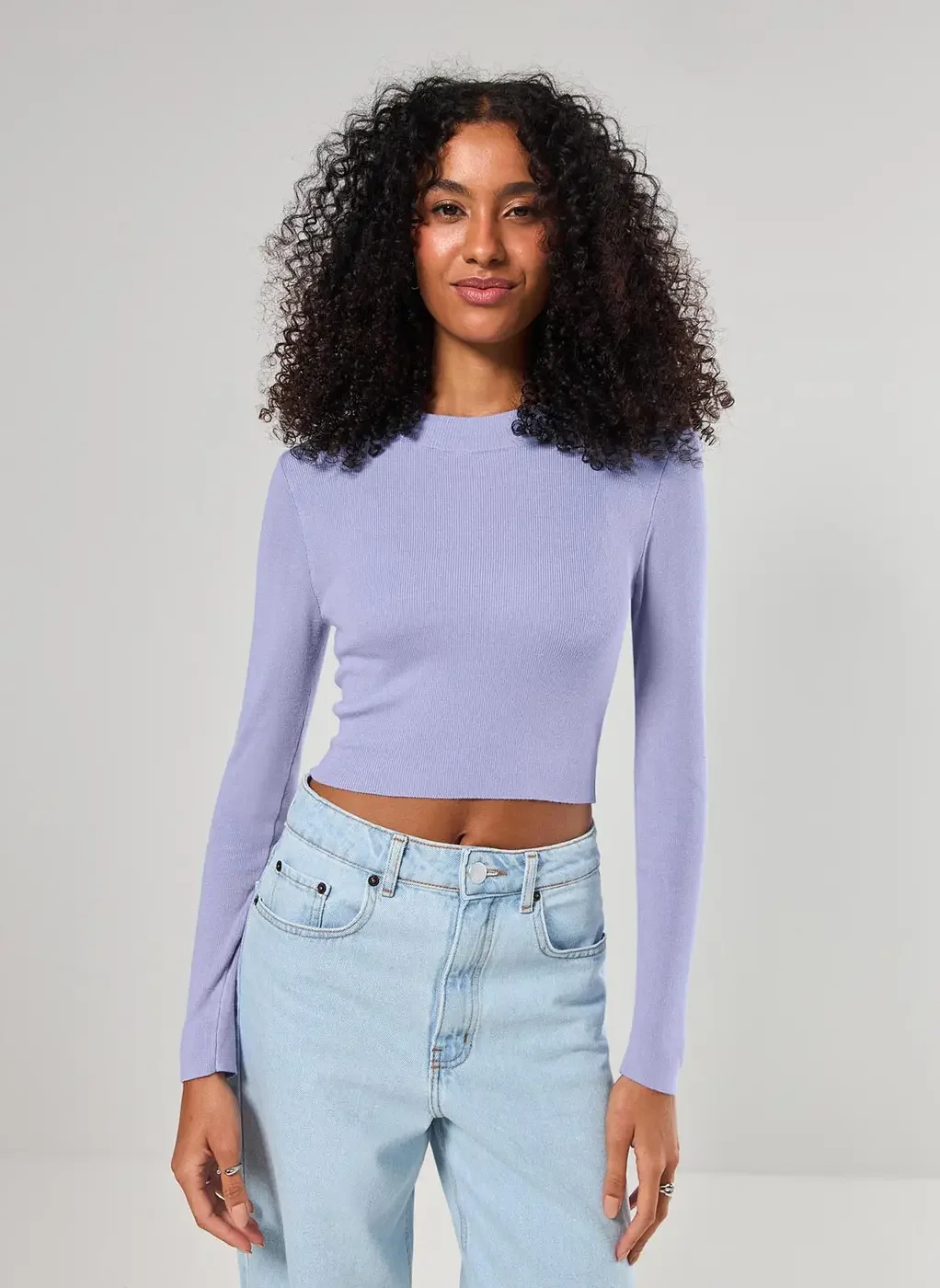 Blusa Cropped Tricô Liso