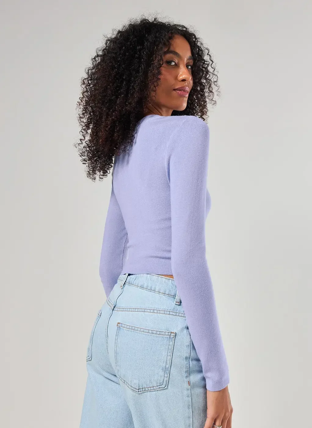 Blusa Cropped Tricô Liso