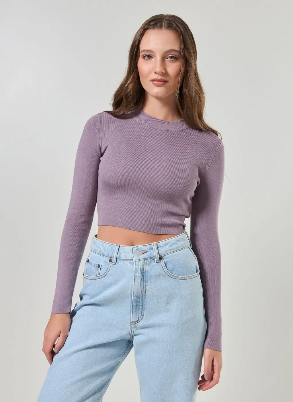 Blusa Cropped Tricô Liso