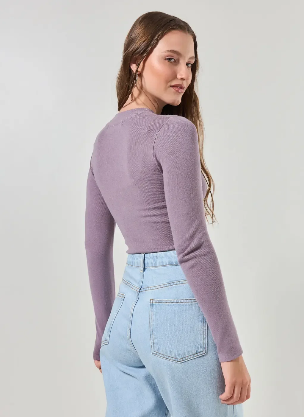 Blusa Cropped Tricô Liso