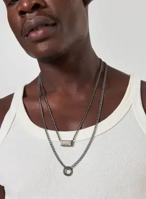Conjunto Dois Colares Prateados Envelhecidos