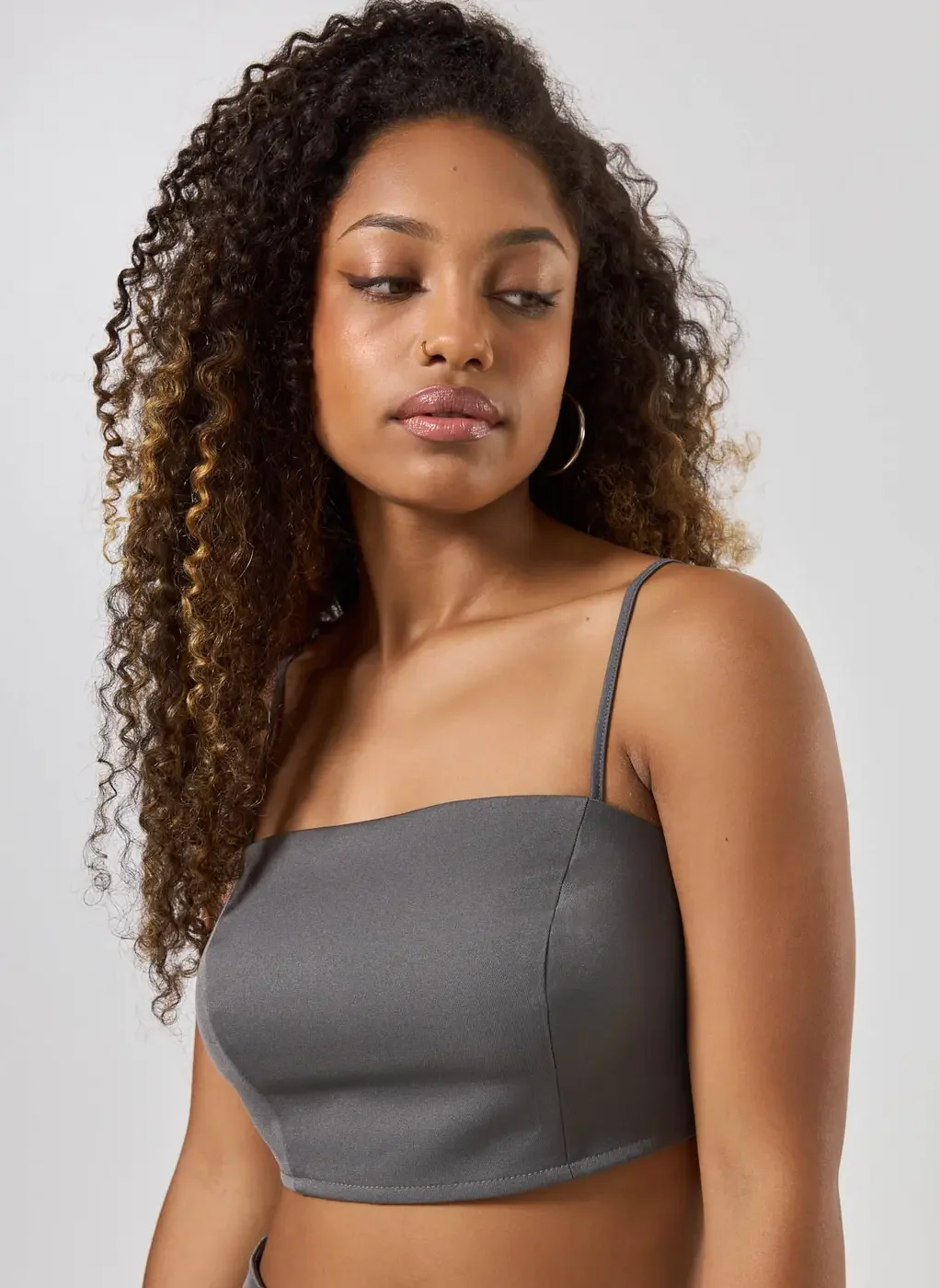 Cropped Reto Alfaiataria Chumbo