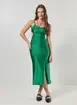 Vestido Midi Poliamida Verde Cintilante