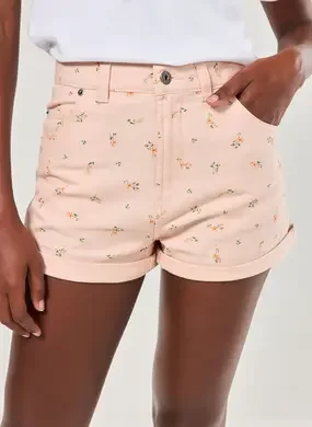 Short Sarja Mom Rosa Florido