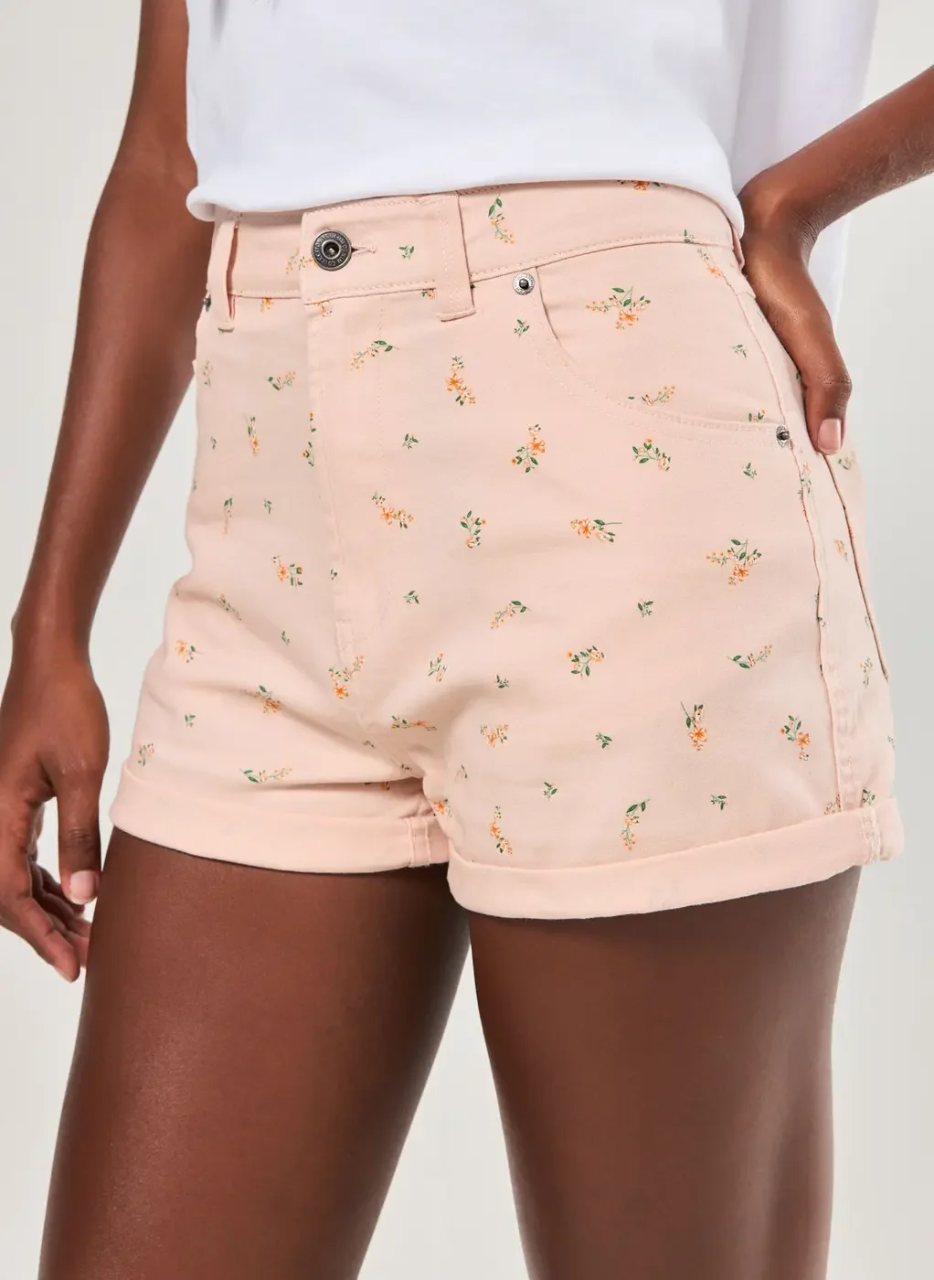 Short Sarja Mom Rosa Florido