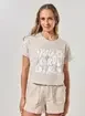 Camiseta Manga Curta Escrito E Flores