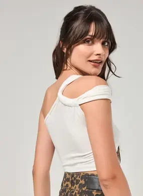 Cropped Ombro Único Franzido