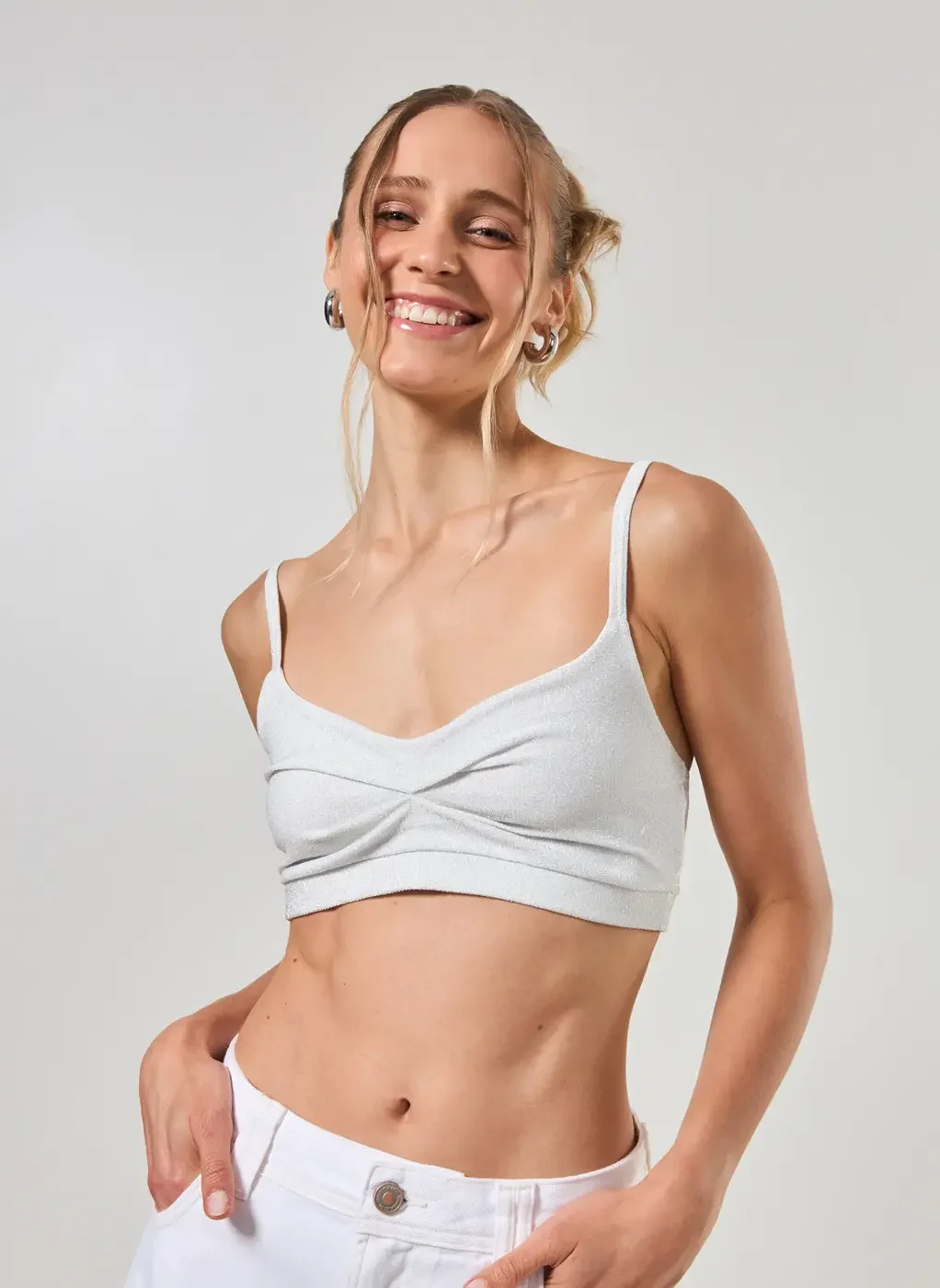 Top De Brilho Com Franzido