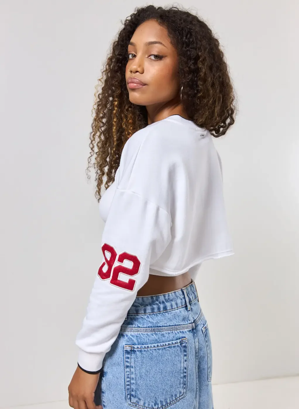 Blusa Manga Longa Recortes Com Top