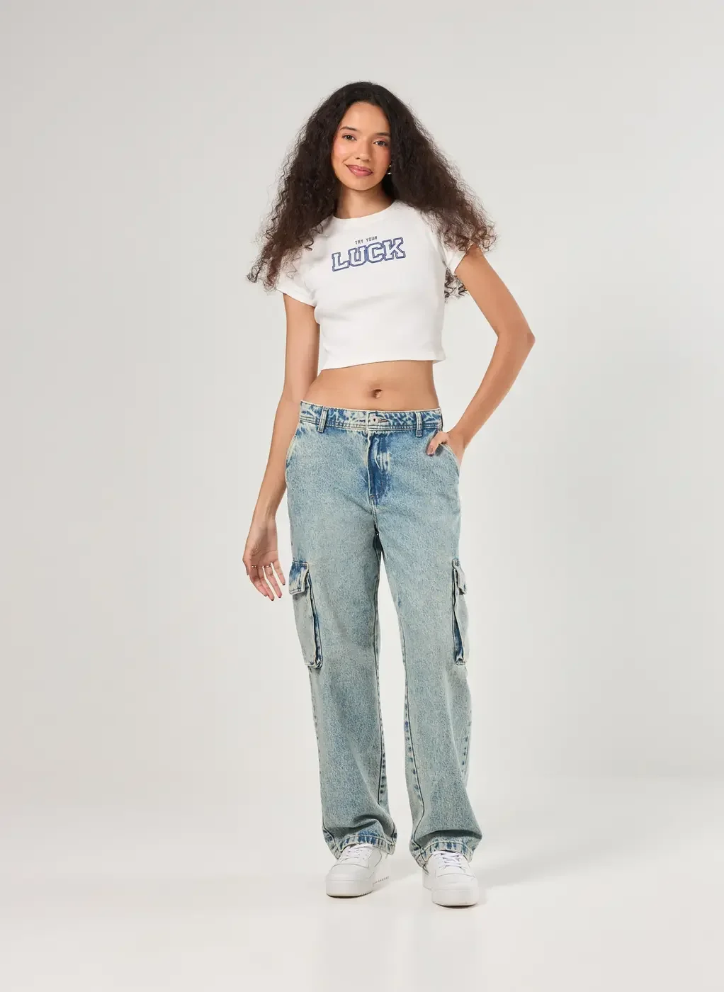 Blusa Mini Tee College Com Azul