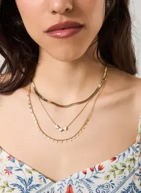 Conjunto 3 Colares Dourados Coração