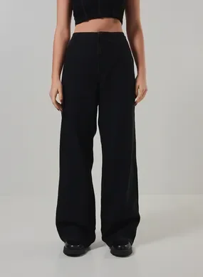 Calça Jeans Wide Leg Com Saia Removível