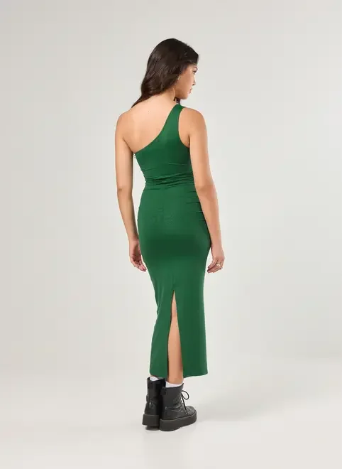 Vestido Midi Poliamida Ombro Único